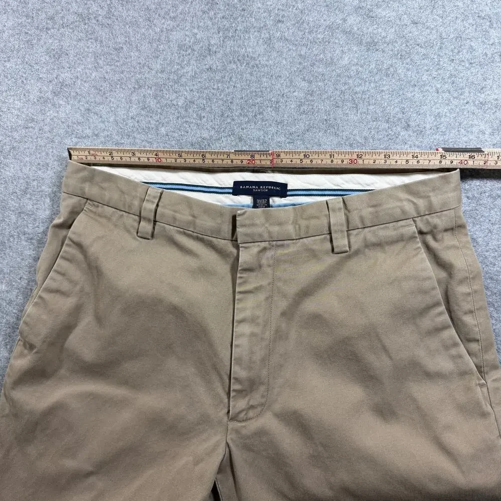 Banana Republic Dawson Pants Mens 31/32 Khaki Straight Leg 100% Cotton Chino